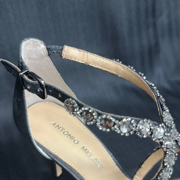 Silver Strappy 3” Heels with rhinestone straps Antonio Melani - Picture 10 of 11
